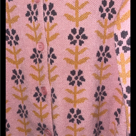 River Valley Designs Pink Floral Button Cardigan Sweater Crew Neck Women’s S - Picture 3 of 4